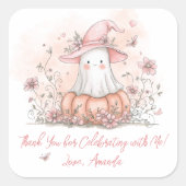 Personalized Cute Ghost Birthday Thank You スクエアシール (正面)