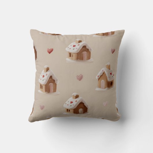 Personalized Cute Gingerbread House Pattern クッション (裏面)