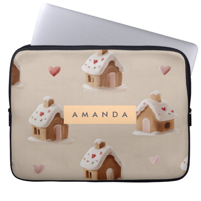 Personalized Cute Gingerbread House Pattern  ラップトップスリーブ (正面)