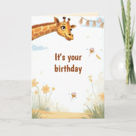 Personalized Cute Giraffe Birthday Card カード