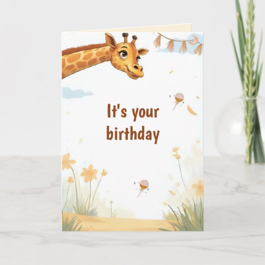 Personalized Cute Giraffe Birthday Card カード (正面)