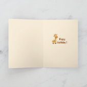 Personalized Cute Giraffe Birthday Card カード (内部)