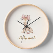 Personalized Cute Giraffe Wall Clock - Custom Name 壁時計 (正面)