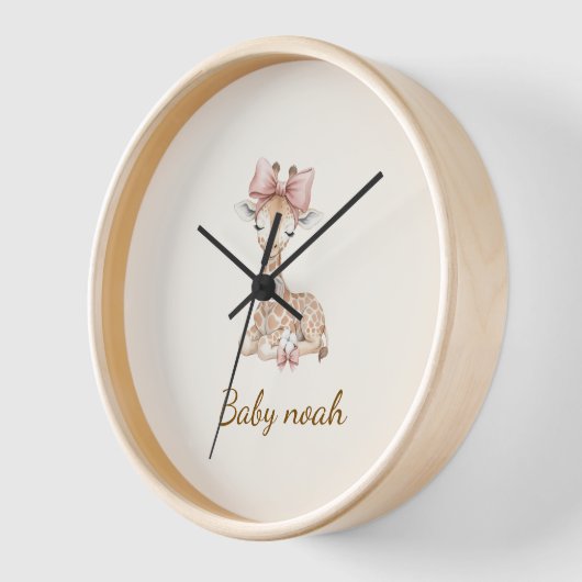 Personalized Cute Giraffe Wall Clock - Custom Name 壁時計 (傾斜)