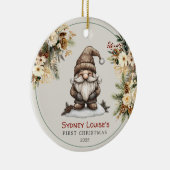 Personalized Cute Gnome Baby's First Christmas セラミックオーナメント (右)