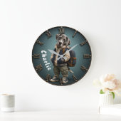 Personalized Cute Great Dane Puppy Backpack ラージ壁時計 (ホーム)