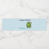Personalized cute green dinosaurs blue birthday ペットボトルラベル (シングルラベル)