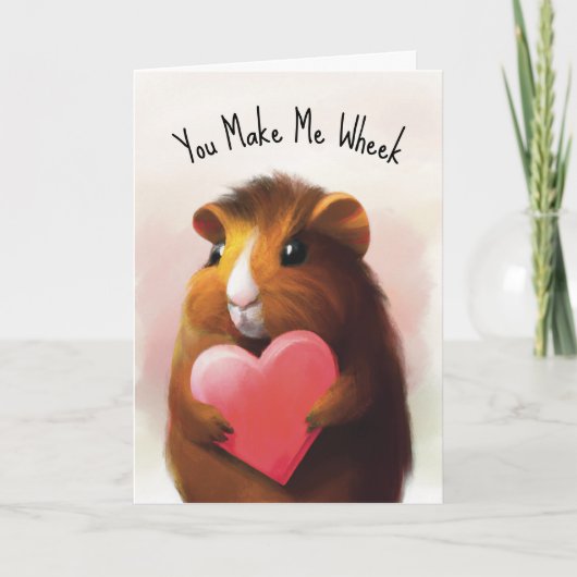 Personalized Cute Guinea Pig Valentine’s Day カード (正面)