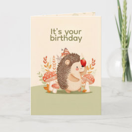 Personalized Cute Hedgehog Birthday Card カード