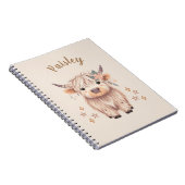 Personalized Cute Highland Cow Notebook ノートブック (右側)