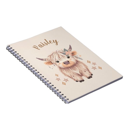 Personalized Cute Highland Cow Notebook ノートブック (右側)