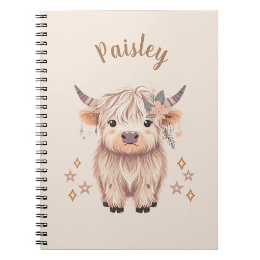 Personalized Cute Highland Cow Notebook ノートブック (正面)