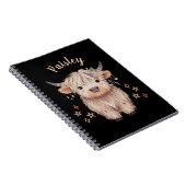 Personalized Cute Highland Cow Notebook Black ノートブック (右側)