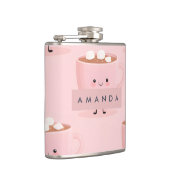 Personalized Cute Hot Cocoa with Marshmallows フラスク (右)