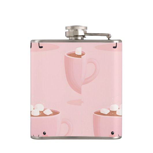 Personalized Cute Hot Cocoa with Marshmallows フラスク (裏面)