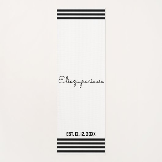 Personalized Cute Initial Name White B;ack Modern  ヨガマット (正面)