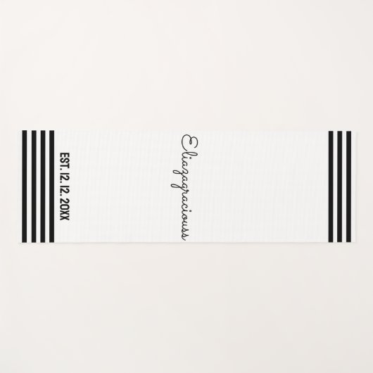 Personalized Cute Initial Name White B;ack Modern  ヨガマット (正面(横))