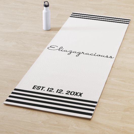 Personalized Cute Initial Name White B;ack Modern  ヨガマット (インサイチュ)