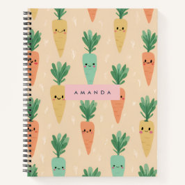 Personalized Cute Kawaii Pastel Carrot Faces  ノートブック