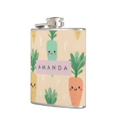 Personalized Cute Kawaii Pastel Carrot Faces  フラスク (左)