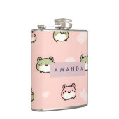 Personalized Cute Kawaii Pastel Frog Design Pink フラスク (右)