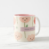 Personalized Cute Kawaii Pastel Smiling Flower  ツートーンマグカップ (正面右)