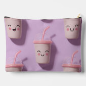 Personalized Cute Kawaii Pastel Smoothie Cup Faces アクセサリーポーチ (裏面)