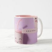 Personalized Cute Kawaii Pastel Smoothie Cup Faces ツートーンマグカップ (正面右)
