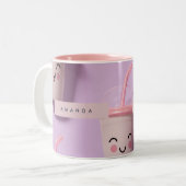 Personalized Cute Kawaii Pastel Smoothie Cup Faces ツートーンマグカップ (正面左)