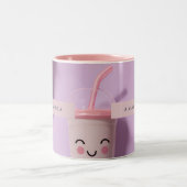 Personalized Cute Kawaii Pastel Smoothie Cup Faces ツートーンマグカップ (中央)