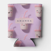 Personalized Cute Kawaii Pastel Smoothie Cup Faces 缶クーラー (正面)