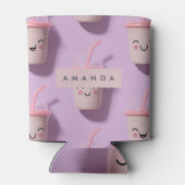 Personalized Cute Kawaii Pastel Smoothie Cup Faces 缶クーラー (裏面)