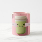 Personalized Cute Kawaii Pastel Smoothie Matcha ツートーンマグカップ (中央)