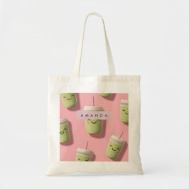 Personalized Cute Kawaii Pastel Smoothie Matcha トートバッグ