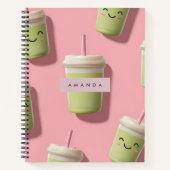 Personalized Cute Kawaii Pastel Smoothie Matcha ノートブック (正面)