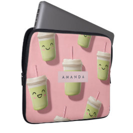 Personalized Cute Kawaii Pastel Smoothie Matcha ラップトップスリーブ