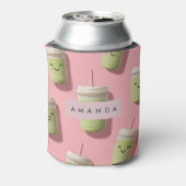 Personalized Cute Kawaii Pastel Smoothie Matcha 缶クーラー (缶裏面)