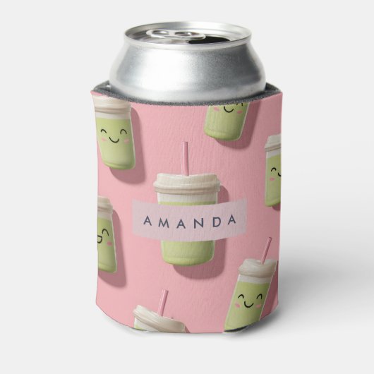 Personalized Cute Kawaii Pastel Smoothie Matcha 缶クーラー (缶裏面)