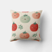 Personalized Cute Kawaii Pastel Tomato Faces  クッション (裏面)