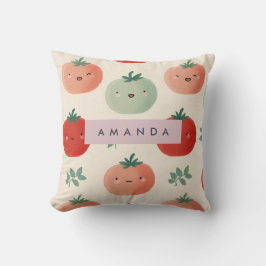 Personalized Cute Kawaii Pastel Tomato Faces  クッション