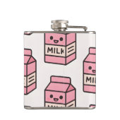 Personalized Cute Kawaii Pink Milk Carton Design フラスク (裏面)