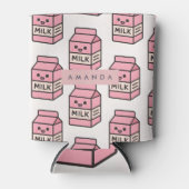 Personalized Cute Kawaii Pink Milk Carton Design 缶クーラー (正面)