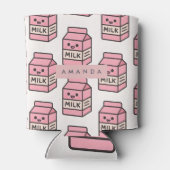 Personalized Cute Kawaii Pink Milk Carton Design 缶クーラー (裏面)