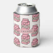 Personalized Cute Kawaii Pink Milk Carton Design 缶クーラー (缶裏面)