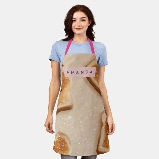 Personalized Cute Kawaii Toast Pattern エプロン (着用した状態)