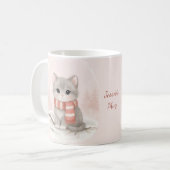 Personalized Cute Kitten Winter Mug コーヒーマグカップ (正面左)