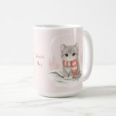 Personalized Cute Kitten Winter Mug コーヒーマグカップ (正面右)
