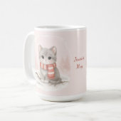 Personalized Cute Kitten Winter Mug コーヒーマグカップ (正面左)