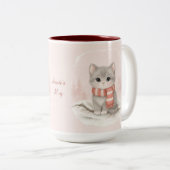 Personalized Cute Kitten Winter Mug ツートーンマグカップ (正面右)