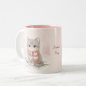 Personalized Cute Kitten Winter Mug ツートーンマグカップ (正面左)